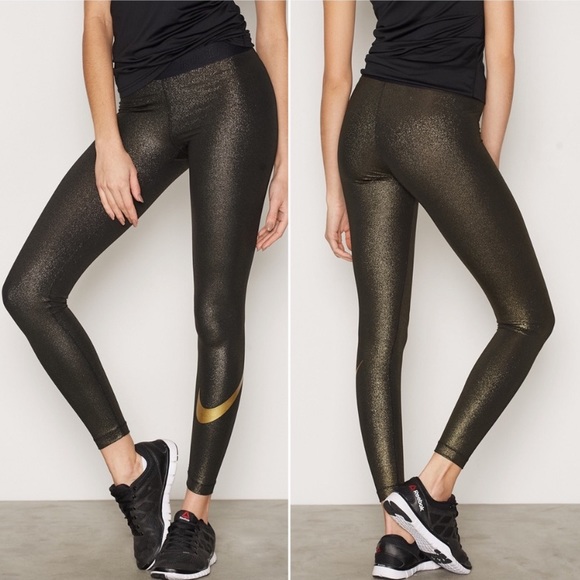 Nike Pants - Nike pro gold sparkle pants